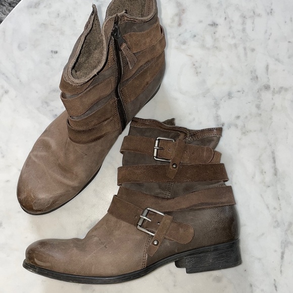 Miz Mooz Savvy Brown Buckle Boots - Picture 1 of 10